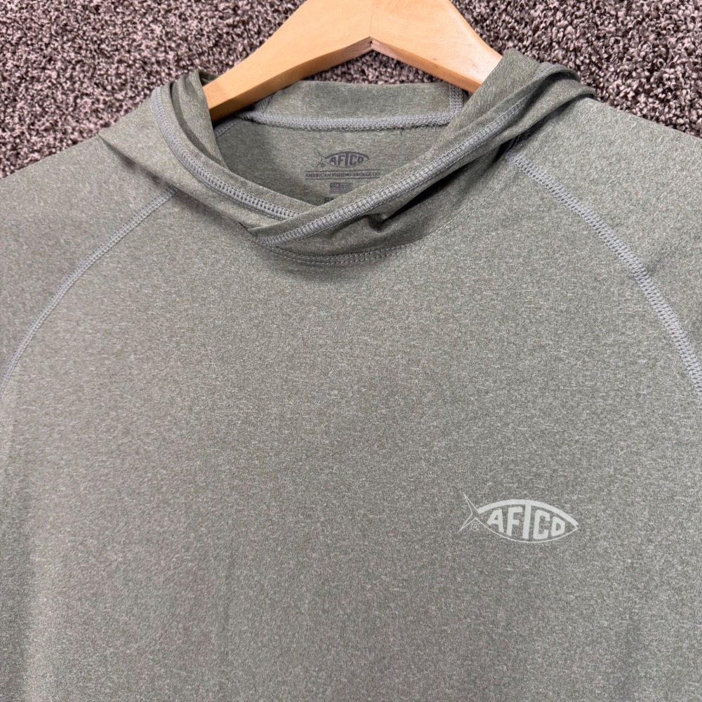 Aftco Samurai Hoodie Mens S Green Sun Protection Long Sleeve Fishing Performance